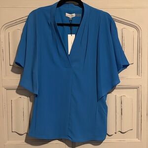Calvin Klein Women's Blue V-Neck Blouse